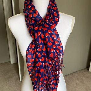 Navy and Red Heart print scarf
